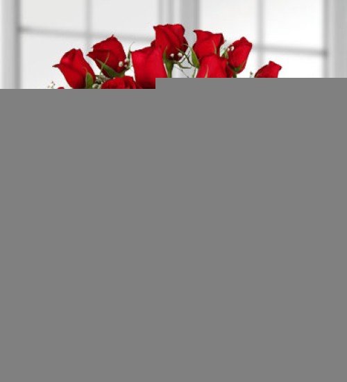 21'li Saydam Kalp Vazoda Kırmızı Gül