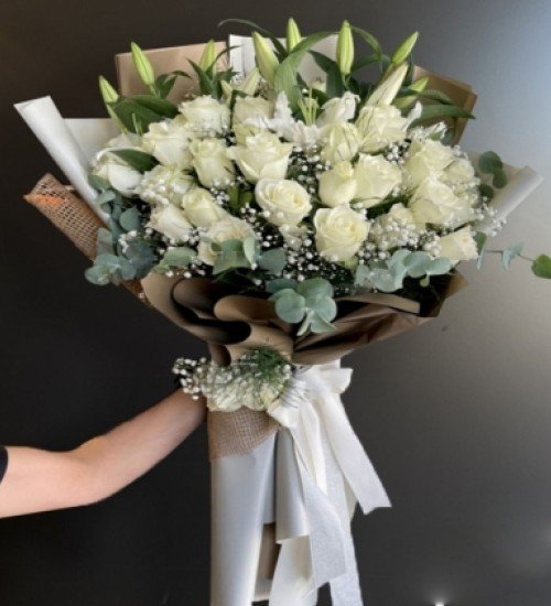 25'li Beyaz Gül Buketi