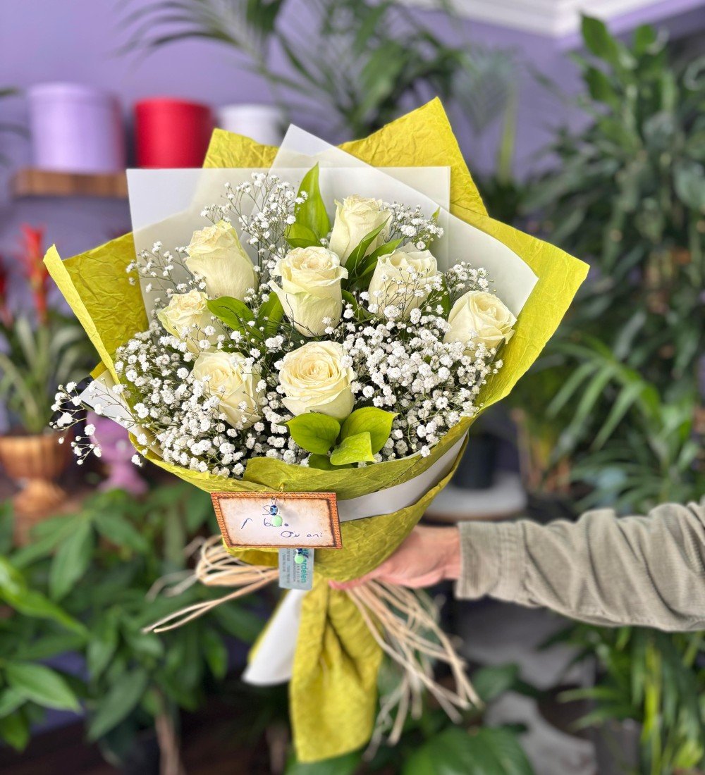 8’li Beyaz Gül Buketi – Manavgat Aynı Gün Taze Gül